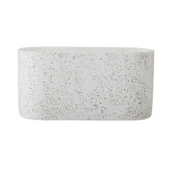 Bloempot wit/grijs stippen betonlook Ovaal B 34 cm H 16 cm