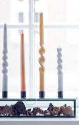 Bloomingville Set van 4 kaarsen grijs, gedraaid parafine H 30 cm